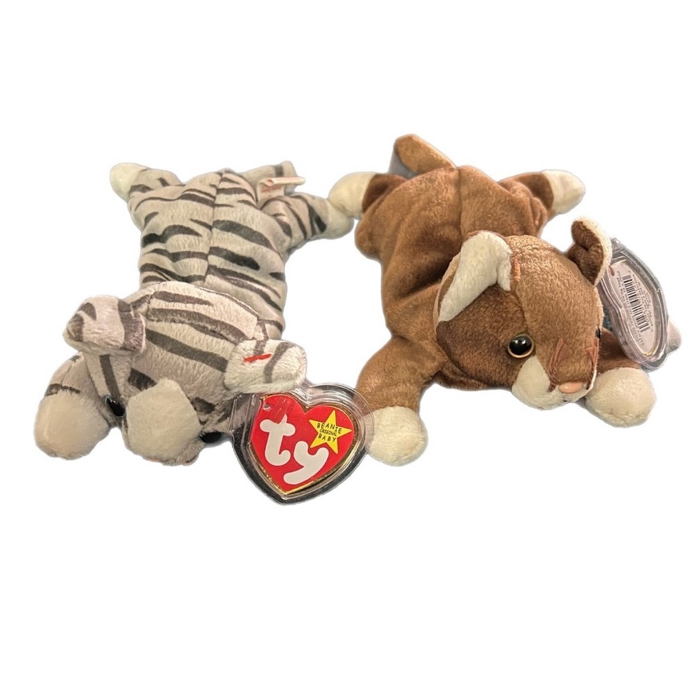 π«SOLDπ« Vintage Ty Beanie Babies Retired 1997 Pounce & Prance Cats - Picture 3 of 6